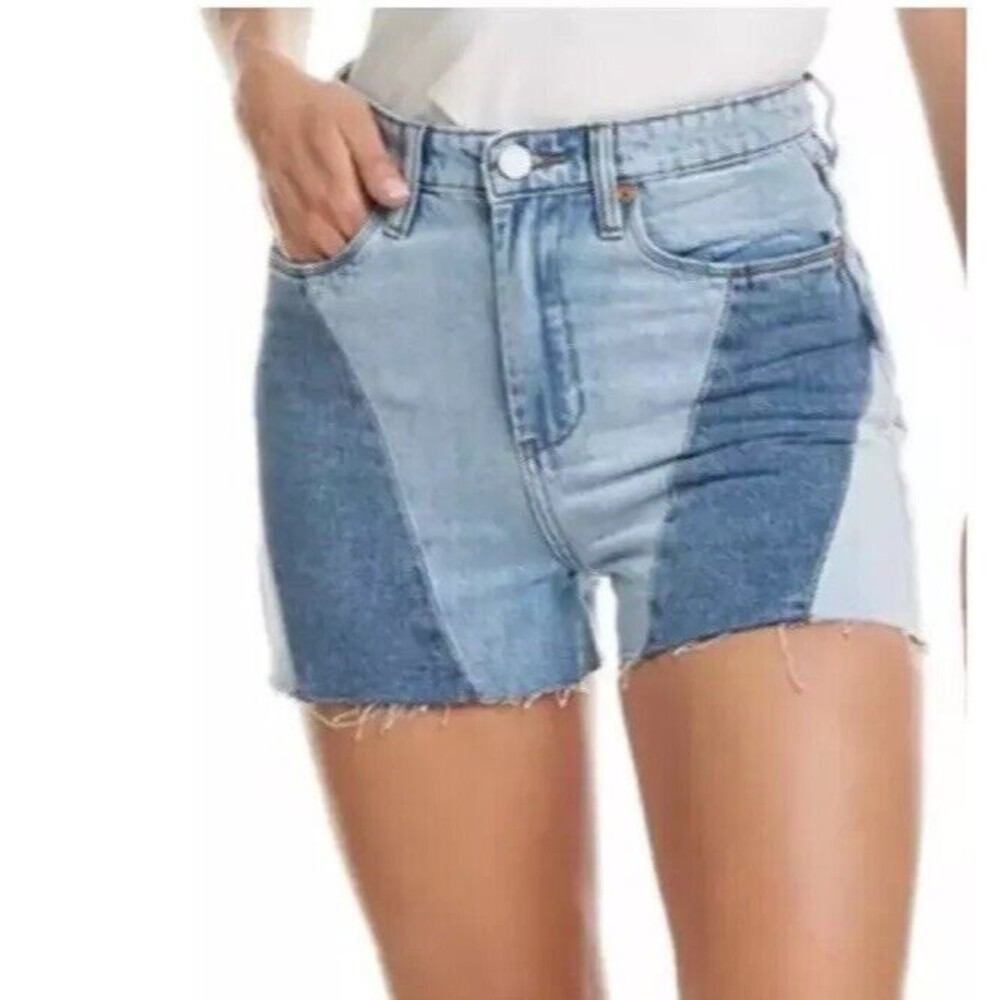 NWT Blank NYC The Reeve High Rise Ribcage Colorblock Denim Shorts Size 24